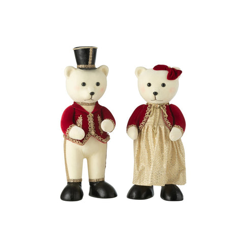 J-Line Beer Staand Jongen/Meisje Polyfoam/Textiel Rood/Goud Large Assortiment Van 2
