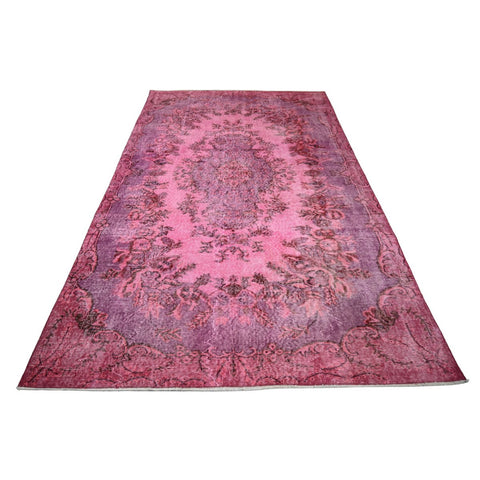 Roze vintage vloerkleed - 270x156 cm - HANDGEMAAKT