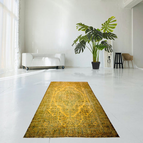 Geel vintage vloerkleed - 281x177 cm - HANDGEMAAKT