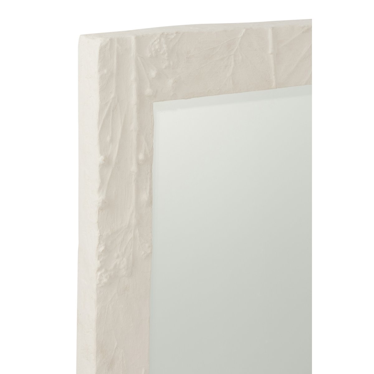 J-Line spiegel Rechthoekig Relief Bloem - polyresin - wit - small