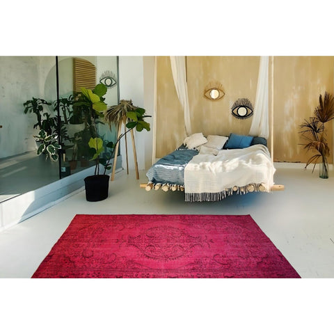 Roze vintage vloerkleed - 274x160 cm - HANDGEMAAKT