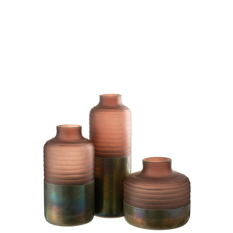 J-Line vaas Mat/Blinkend - glas - roze - large