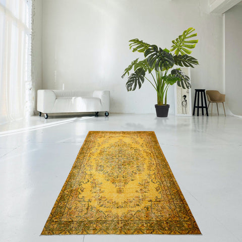 Geel vintage vloerkleed - 271x163 cm - HANDGEMAAKT