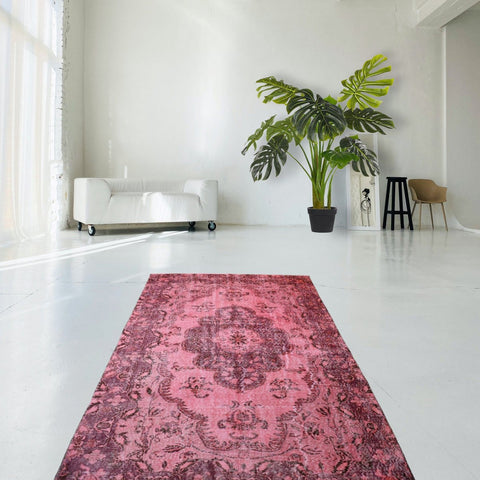 Roze vintage vloerkleed - 267x168 cm - HANDGEMAAKT