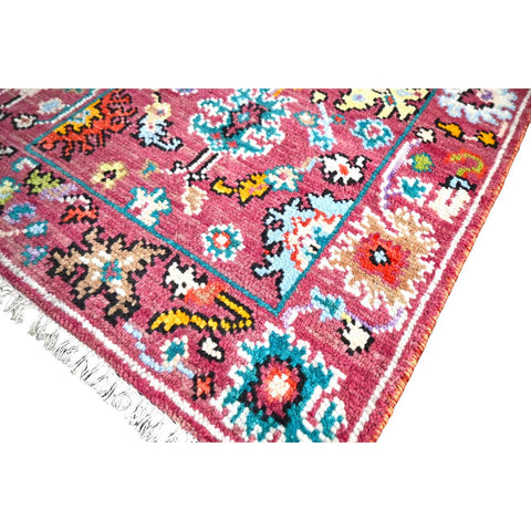 Roze Azeri vloerkleed - 92x66 cm - HANDGEMAAKT