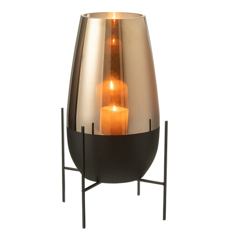 J-Line vaas Milan - glas - goud/zwart