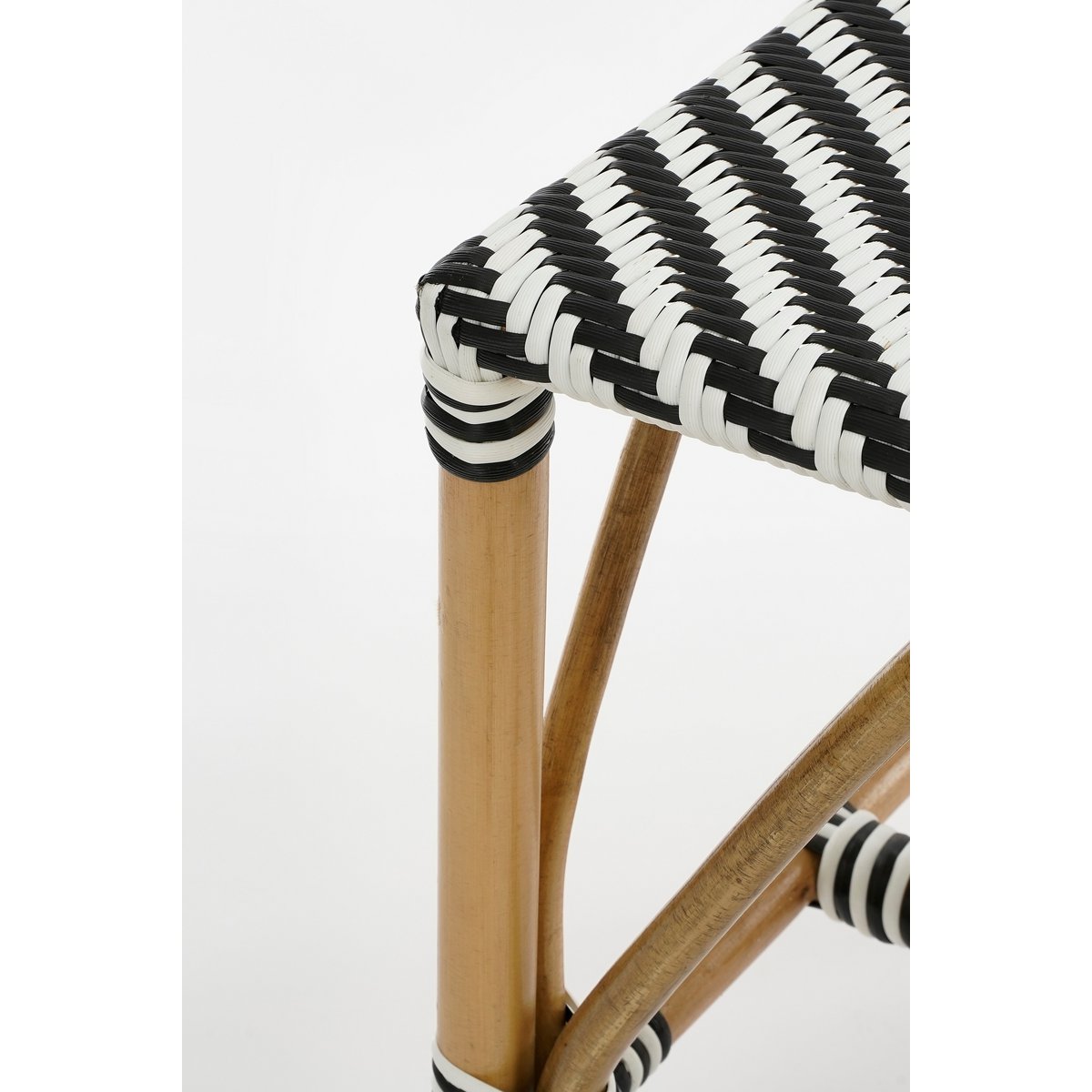 Mandox Bank voor Buiten - L90 x B36 x H46 cm - Rotan - Zwart, Wit