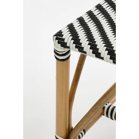 Mandox Bank voor Buiten - L90 x B36 x H46 cm - Rotan - Zwart, Wit