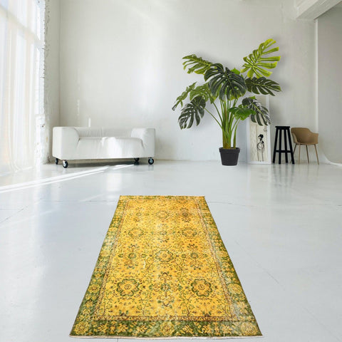 Geel vintage vloerkleed - 188x107 cm - HANDGEMAAKT