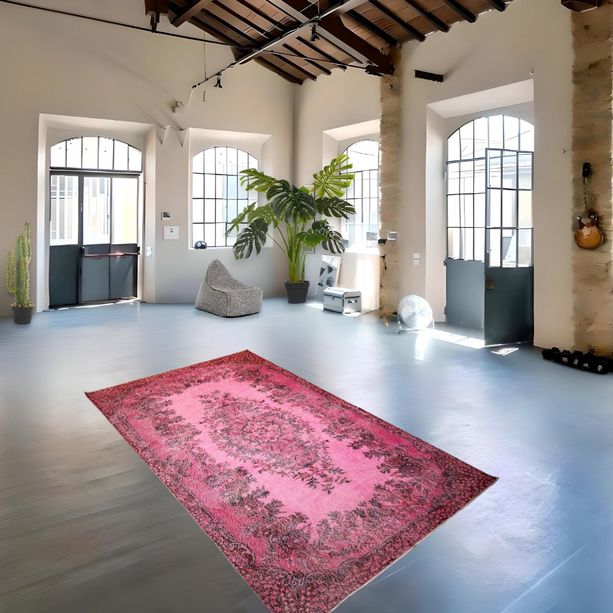 Roze vintage vloerkleed - 284x168 cm - HANDGEMAAKT