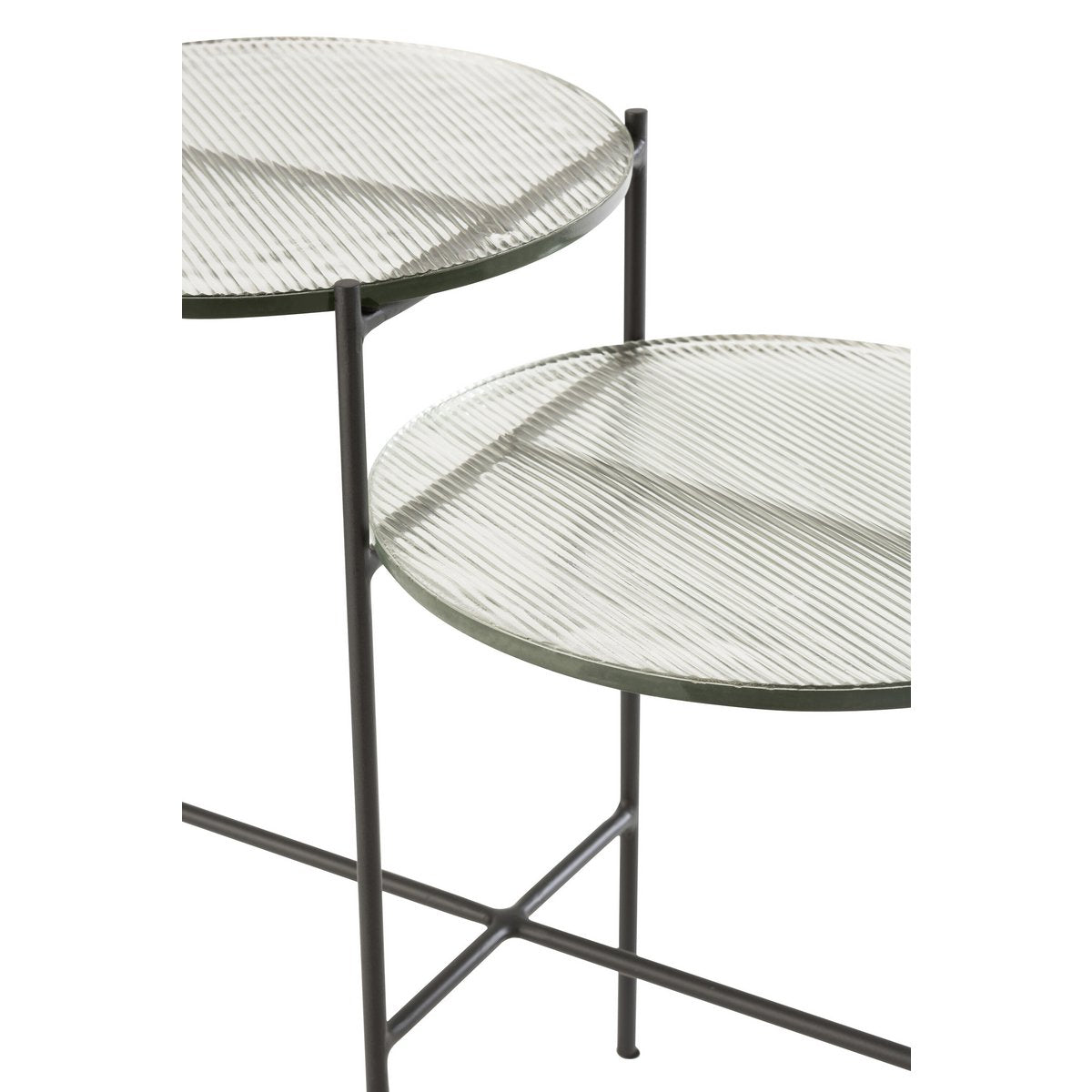 J-Line bijzettafel 2 niveaus Rond - glas/ijzer - transparant/zwart