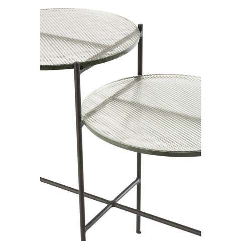J-Line bijzettafel 2 niveaus Rond - glas/ijzer - transparant/zwart