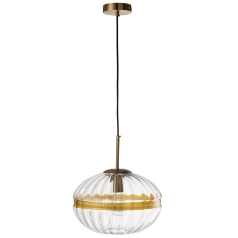 J-Line Hanglamp Ovaal Ijzer/Glas Transparant Goud