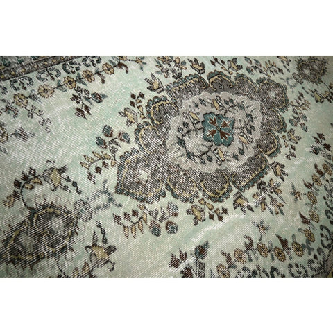 Licht groen vintage vloerkleed - 250x168 cm - HANDGEMAAKT