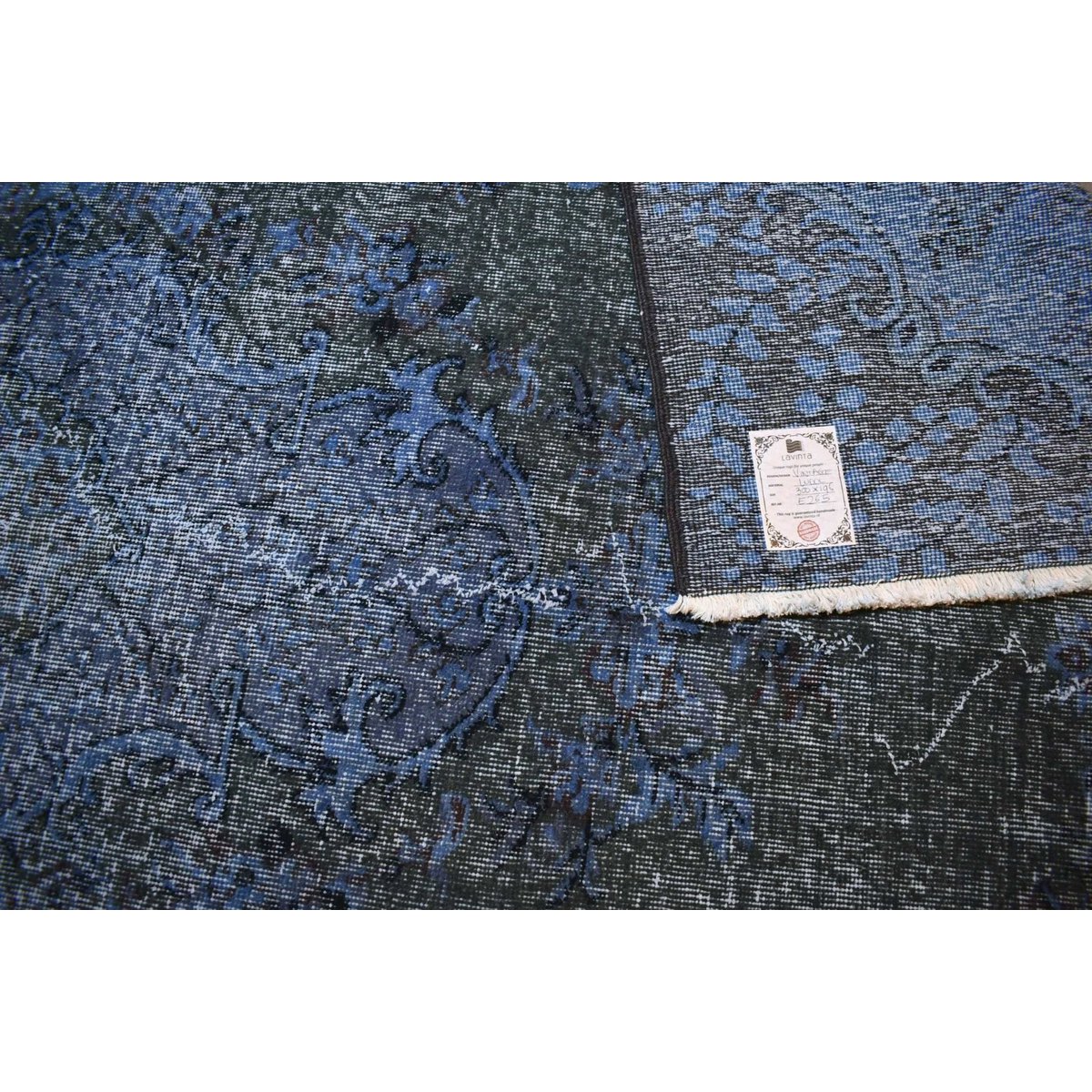 Blauw vintage vloerkleed - 300x196 cm - HANDGEMAAKT