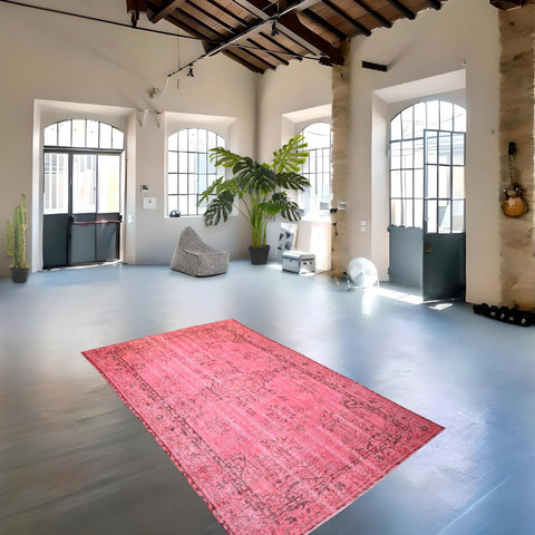 Roze vintage vloerkleed - 312x188 cm - HANDGEMAAKT