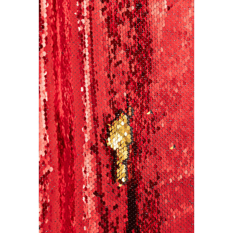 J-Line Gordijn Omkeerbaar Sequin Rood/Goud