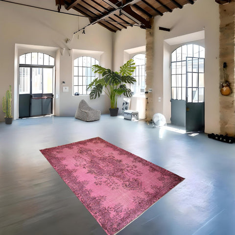 Roze vintage vloerkleed - 290x195 cm - HANDGEMAAKT