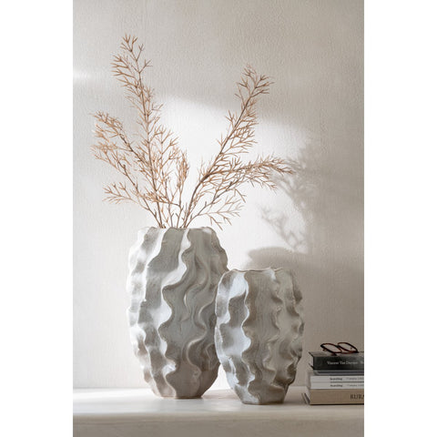 J-Line Vaas Abstract Golven Klei Beige Small
