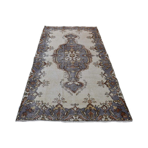 Licht vintage vloerkleed - 208x113 cm - HANDGEMAAKT