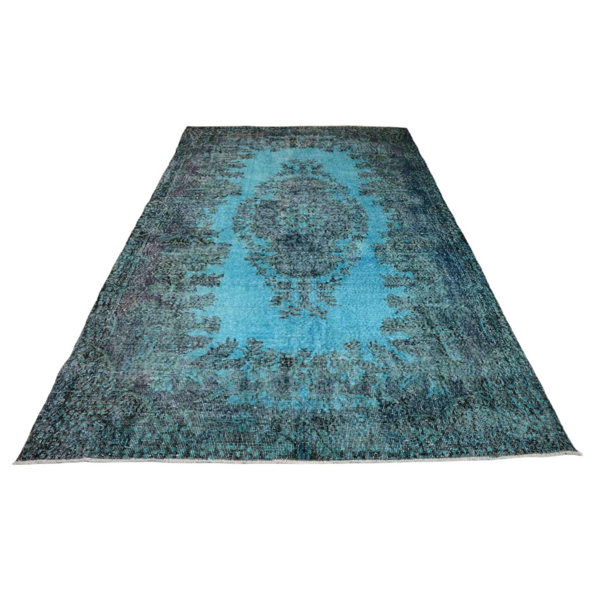 Turquoise vintage vloerkleed - 276x175 cm - HANDGEMAAKT