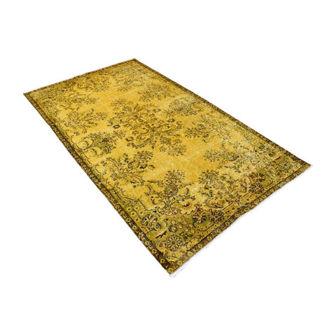 Geel vintage vloerkleed - 205x116 cm - HANDGEMAAKT