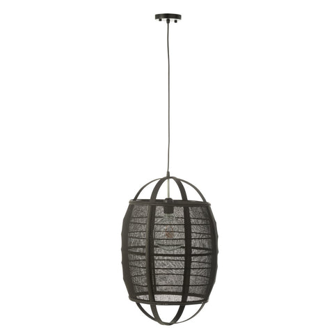 J-Line Hanglamp Ion Linnen/Bamboe Zwart Small
