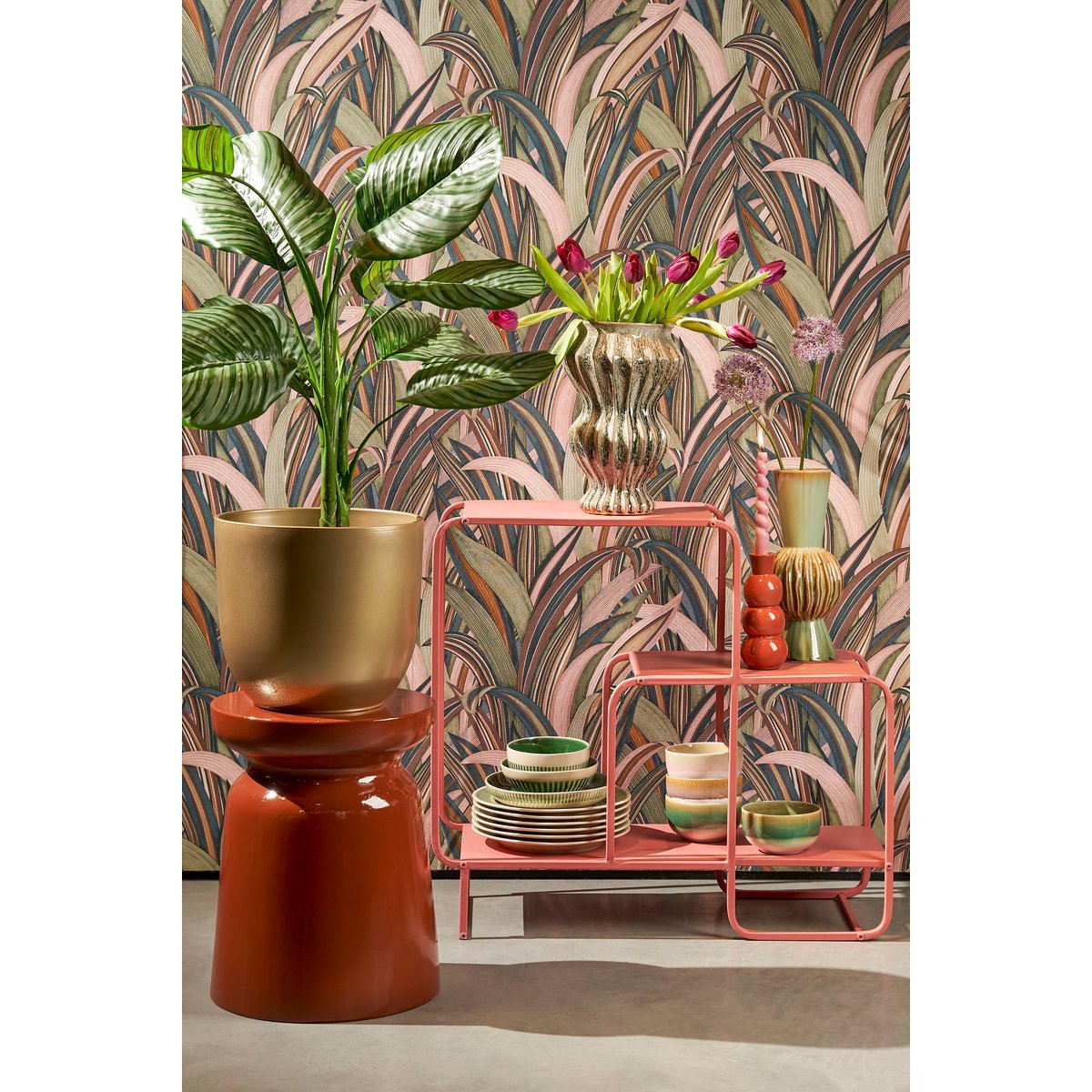 Calathea Orbifolia Kunstplant - H90 x Ø60 cm - Groen