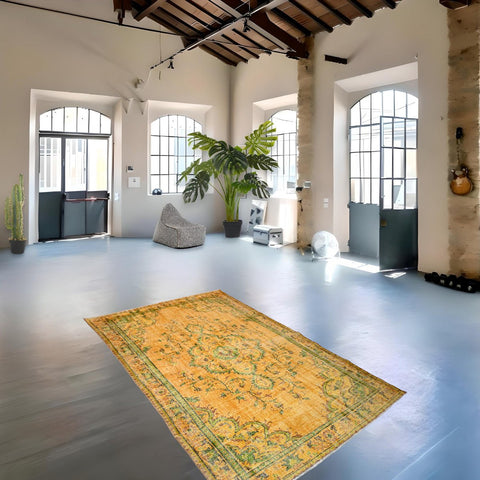 Geel vintage vloerkleed - 267x170 cm - HANDGEMAAKT