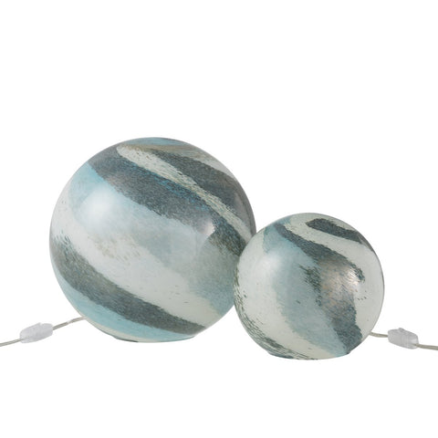 J-Line Dany Strepen Rond tafellamp - glas - blauw/ groen - L