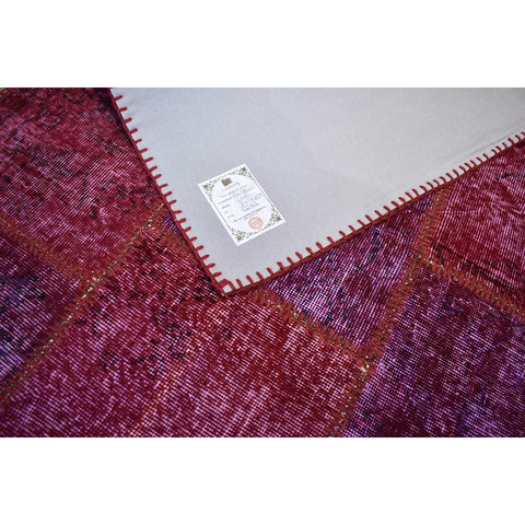 Patchwork vloerkleed roze - 241x105 cm - HANDGEMAAKT