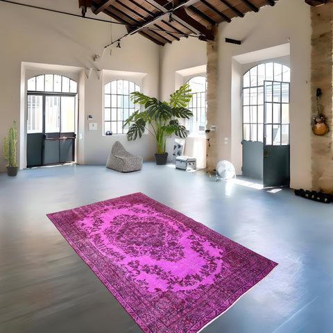 Paars vintage vloerkleed - 262x162 cm - HANDGEMAAKT
