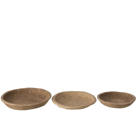 J-Line Set Van 3 Schalen Chad Papier Mache Bruin