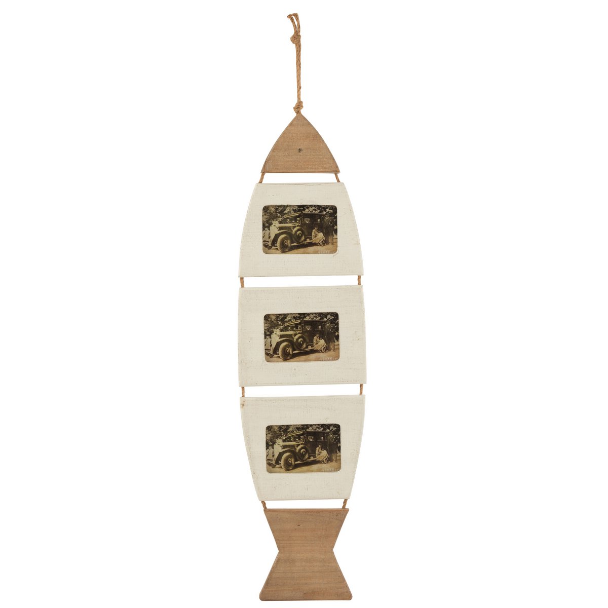 J-Line fotolijst - fotokader Hangend Vis - hout - wit/bruin - large