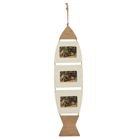 J-Line fotolijst - fotokader Hangend Vis - hout - wit/bruin - large