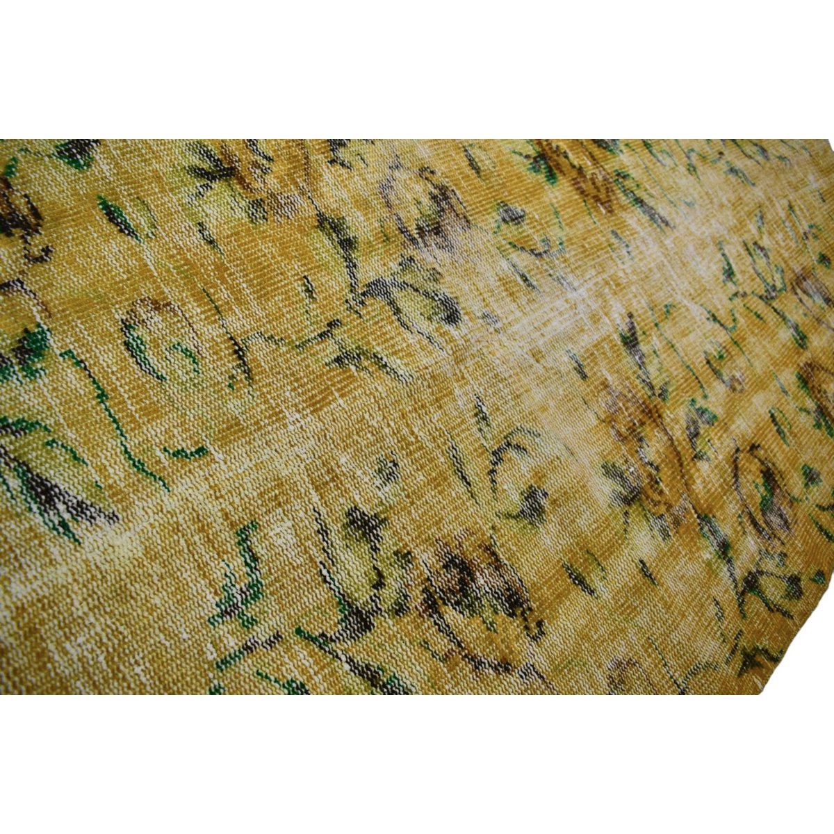 Geel vintage vloerkleed - 202x100 cm - HANDGEMAAKT
