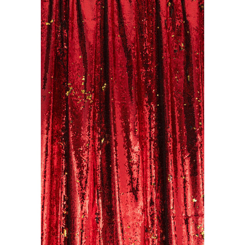 J-Line Gordijn Omkeerbaar Sequin Rood/Goud