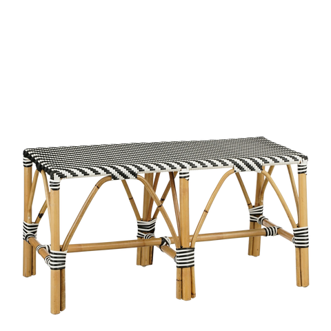 Mandox Bank voor Buiten - L90 x B36 x H46 cm - Rotan - Zwart, Wit
