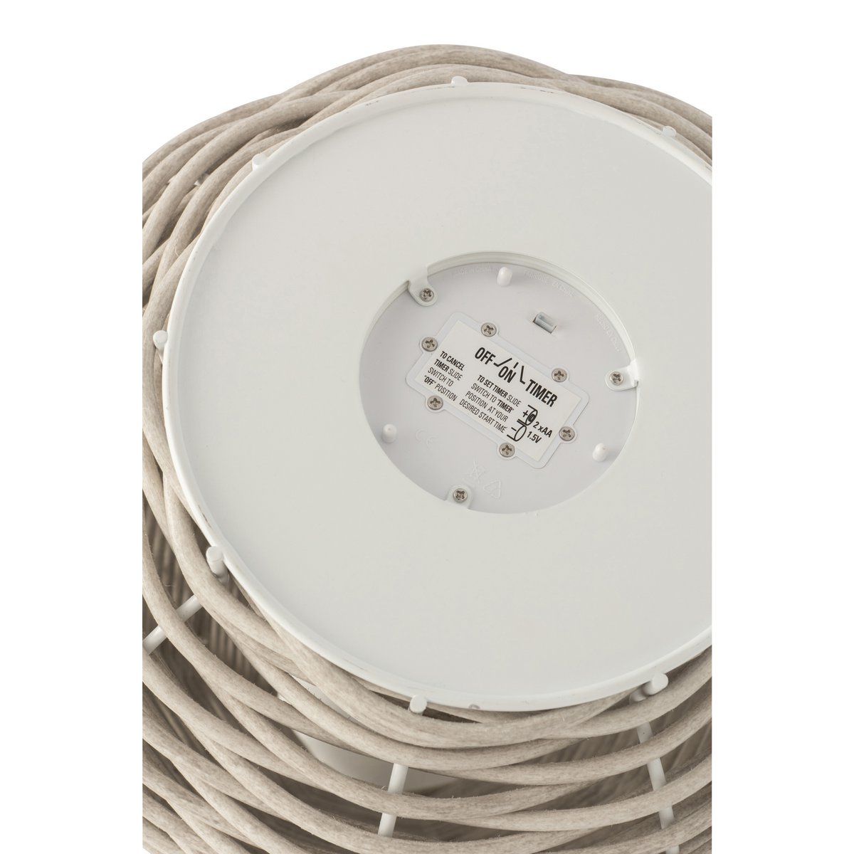 J-Line lantaarn Gewoven - kunststof - wit - LED lichtjes - klein