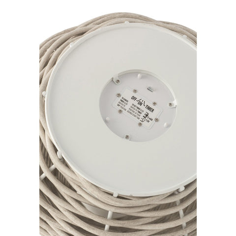 J-Line lantaarn Gewoven - kunststof - wit - LED lichtjes - klein