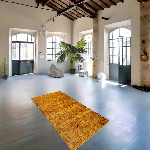 Geel vintage vloerkleed - 234x125 cm - HANDGEMAAKT