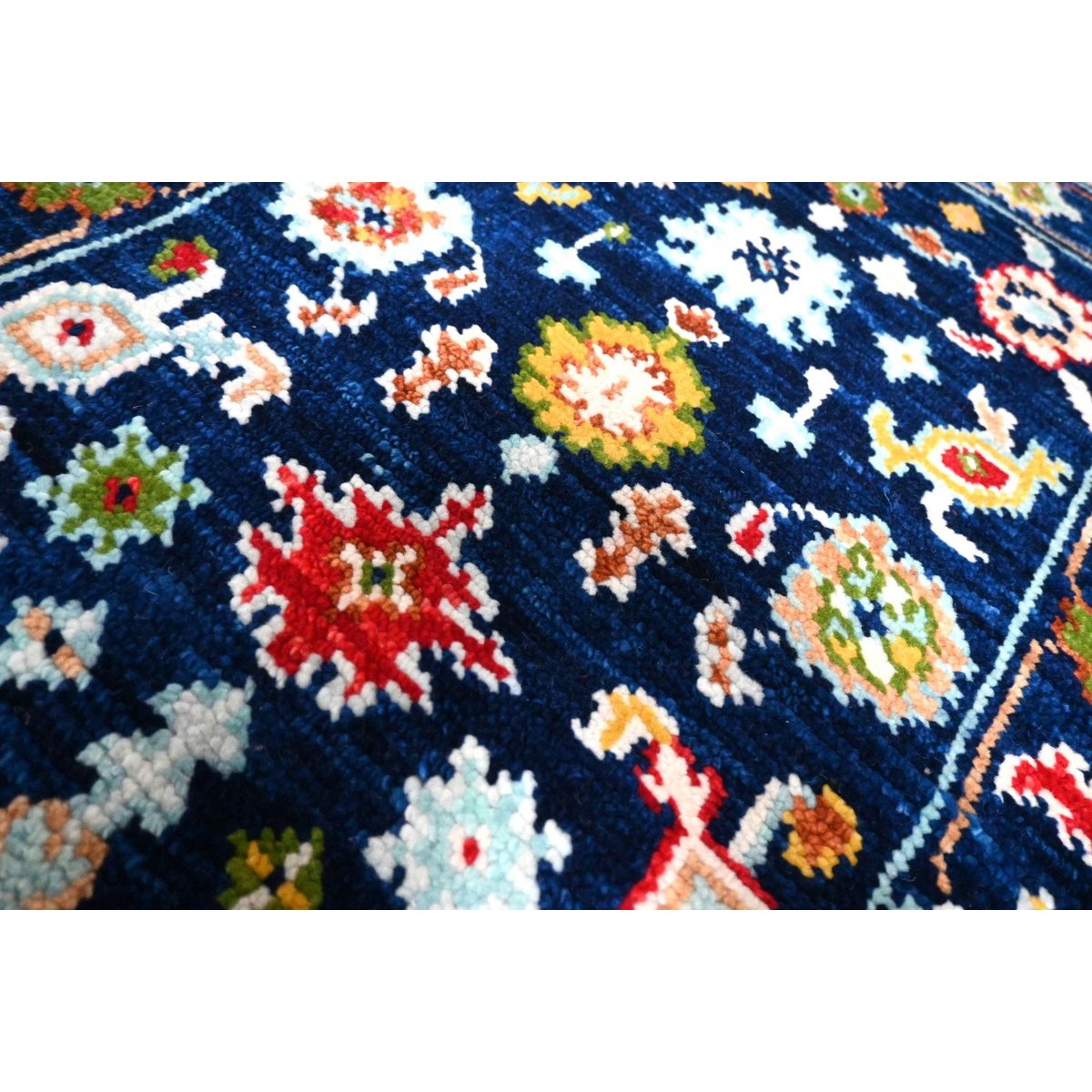 Blauw Azeri vloerkleed - 93x63 cm - HANDGEMAAKT