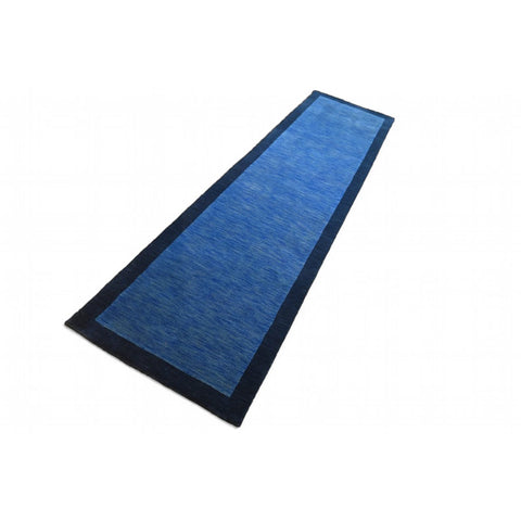 Blauw Gabbeh loper - 312x85 cm - HANDMGEMAAKT