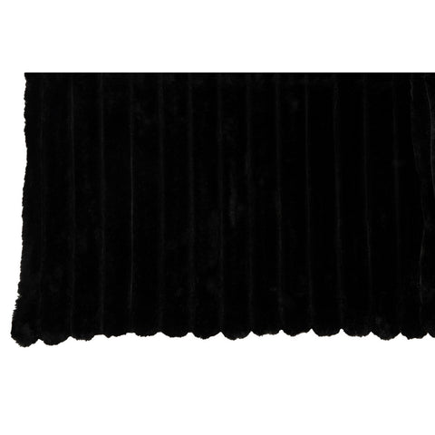 J-Line Plaid corduroy - polyester - zwart - 180 x 130 cm