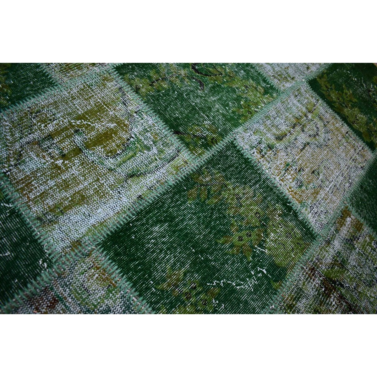Groen patchwork vloerkleed - 235x160 cm - HANDGEMAAKT