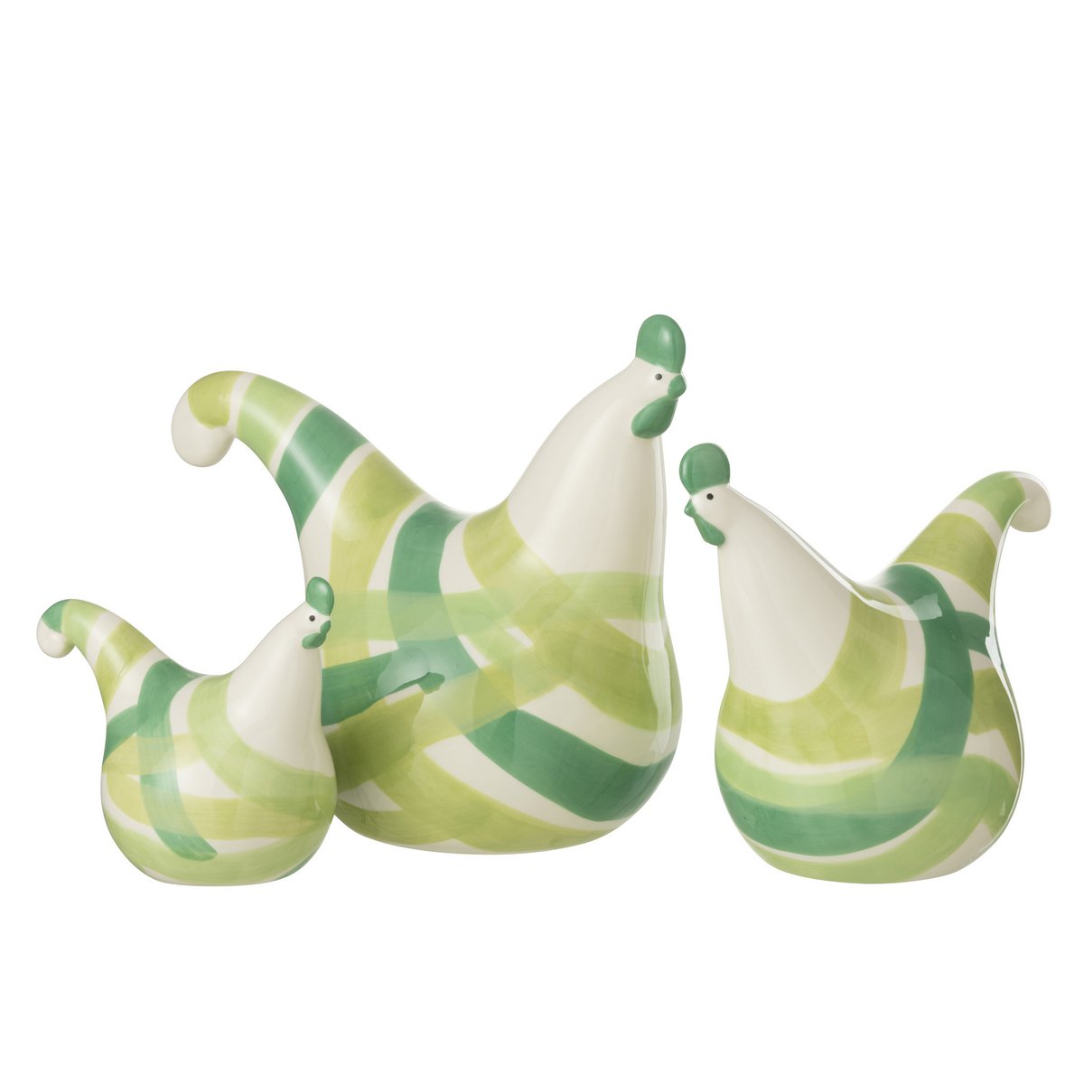 J-Line decoratie Hanen Lijnen Dolomiet - keramiek - groen