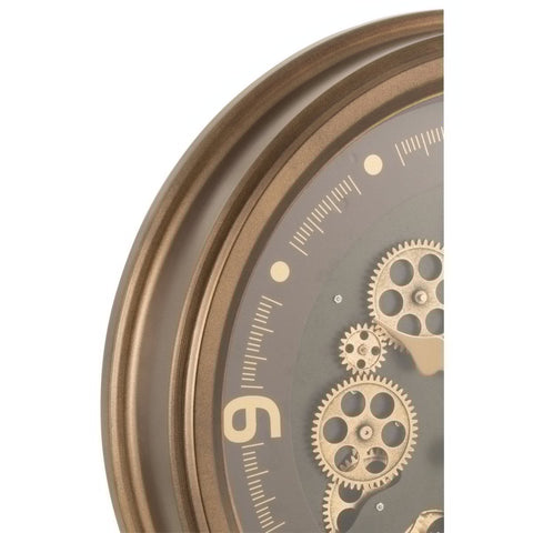J-Line Radars Arabische Cijfers klok - metaal/ glas - goud - Ø 52 cm