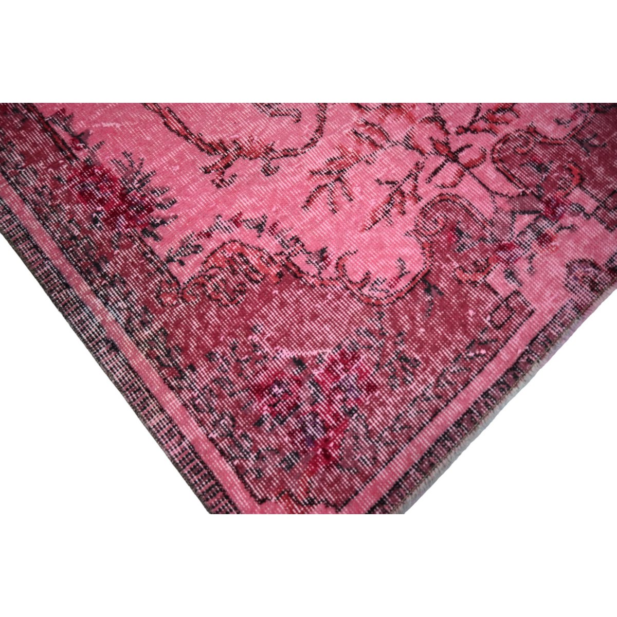 Roze vintage vloerkleed - 197x111 cm - HANDGEMAAKT