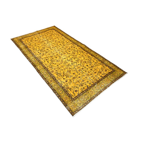 Geel vintage vloerkleed - 212x114 cm - HANDGEMAAKT