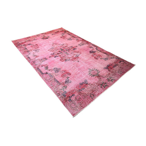 Roze vintage vloerkleed - 255x156 cm - HANDGEMAAKT